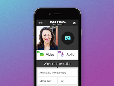 Kohl's Dream Receipt app clean dark design experience flat gradient mobile simple texture ui ux