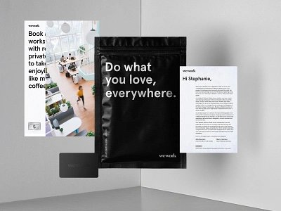 WeWork x American Express branding clean design print simple type