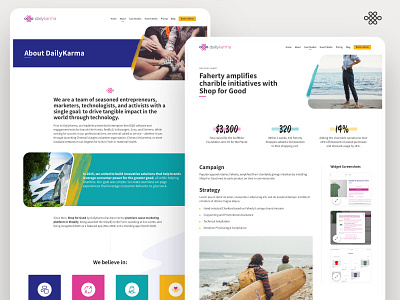 DailyKarma - About / Case Study - ui design branding desktop layout grid icons purple responsive web teal ui ui ux web design