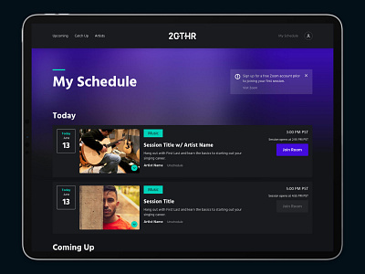 2GTHR - Schedule page design - UI/UX