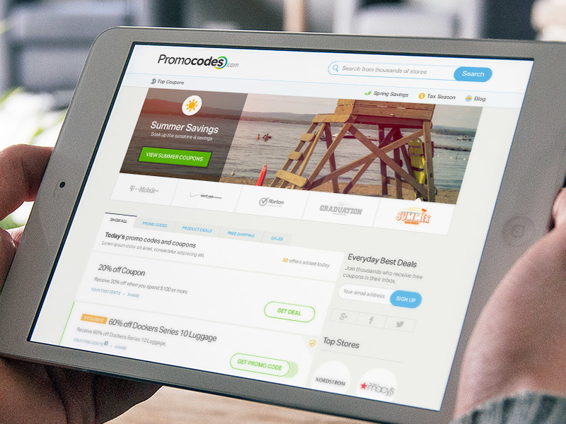 Promocodes.com Design by Alex Camp on Dribbble