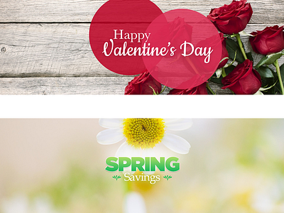 Seasonal banner ads for social media graphic design happy valentines day spring savings typography