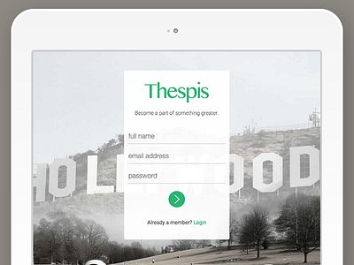 Thespis.com - login screen hollywood inputs login login screen mobile thespis