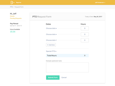 PTO web app - request form