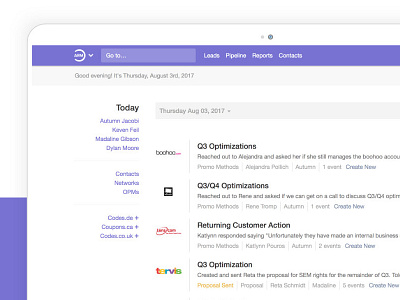 ARM - Advertiser Relationship Manager - Index activity advertiser feed manager purple relationship ui web app