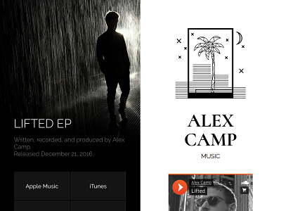 Alex Camp Music - website for my music alex camp ep lifted music palm tree rain room soundcloud
