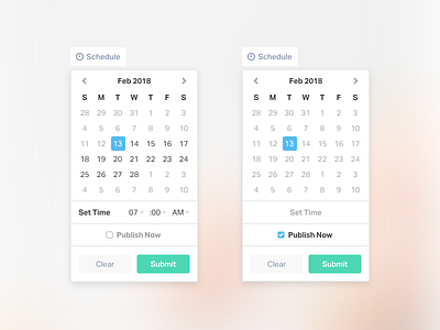 Scheduling Popover - date picker ui, set time, publish