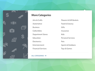 More Categories - popover ui - dropdown - floating panel