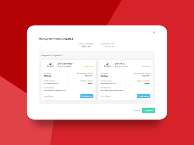 UI Modal / Overlay screen with affiliate network info dialog modal network info overlay ui ui design