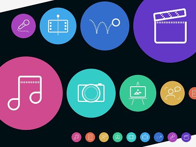Colorful icons - creative interest types - custom color palette