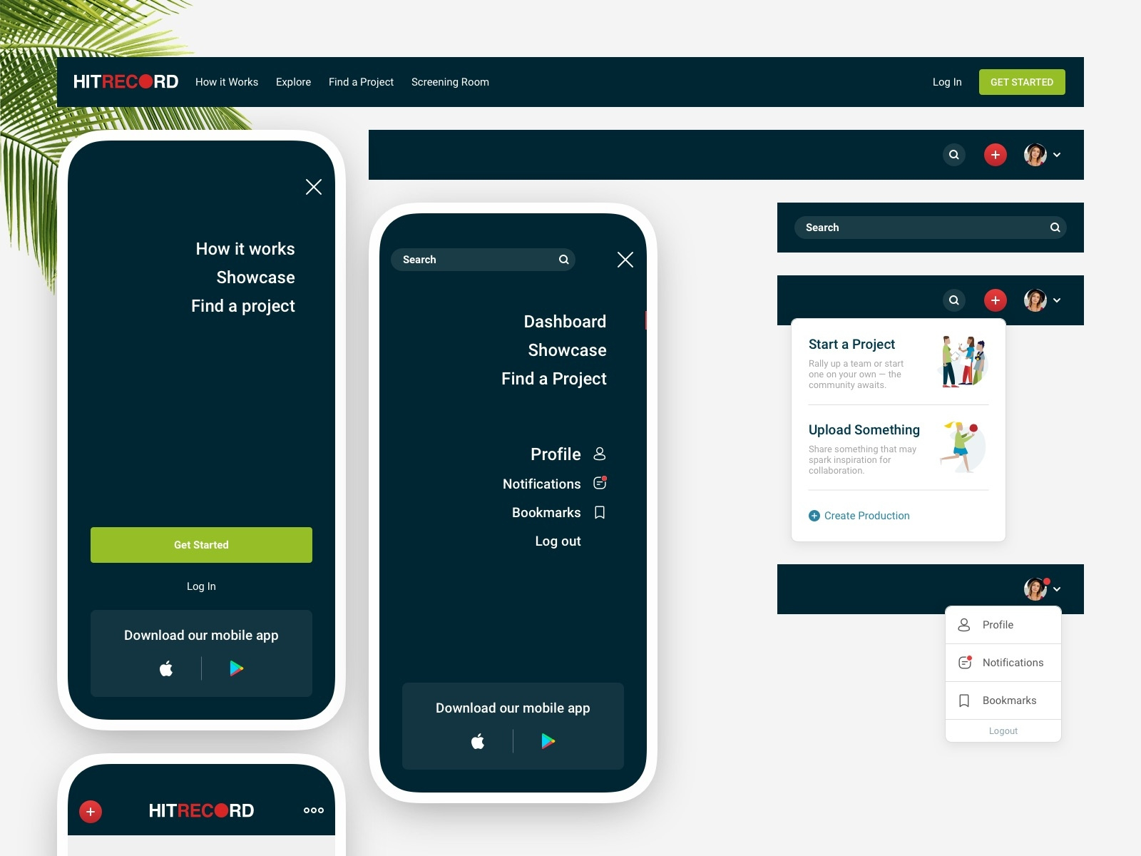 UI Responsive Web Design Header Elements On Desktop Mobile By 