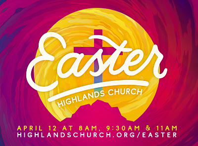 2020 Easter & Cross 2020 abstract church cross easter gradient mountain sun tomb vector vortex yellow