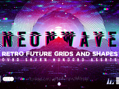 Neonwave Retro Future Grids and Shapes