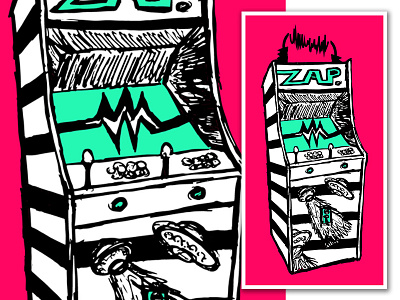 Zap arcade illustration sketch video games