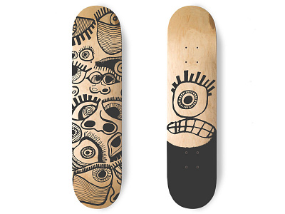 Eyzonu Skate Deck Idea black blank deck deck eyes illustration skate deck skateboard wood