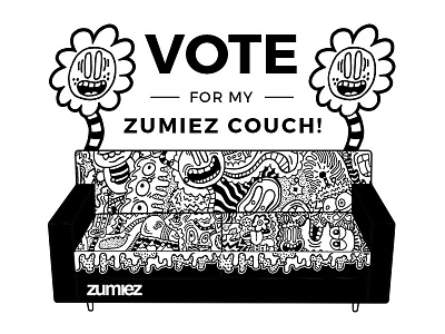 Zumiez Couch Contest black white characters design contest doodle drawing illustration ink pattern skateboarding snowboarding