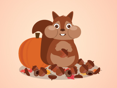 Squirrel Nuts animal autumn fall nuts pumpkin squirrel illustration vector