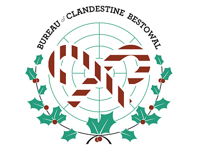 Bureau of Clandestine Bestowal candy cane christmas espionage holly logo santa seal secret santa spy