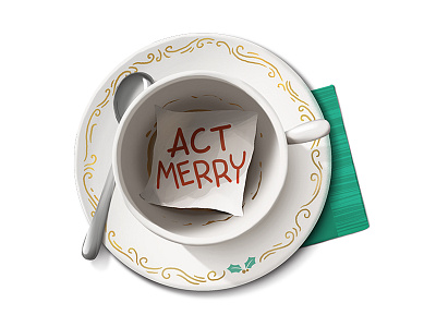 Whatever you do, just act merry. christmas coffee cup espionage holiday message note secret message secret santa spy tea warning