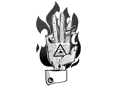 Halloween Hands - Occult all seeing eye fire flame halloween hand moon occult pyramid remember symbols