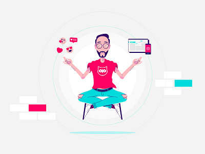 Community Manager Power - Illustration character engagement hipster illustration illustrator meditation vector yoga zen