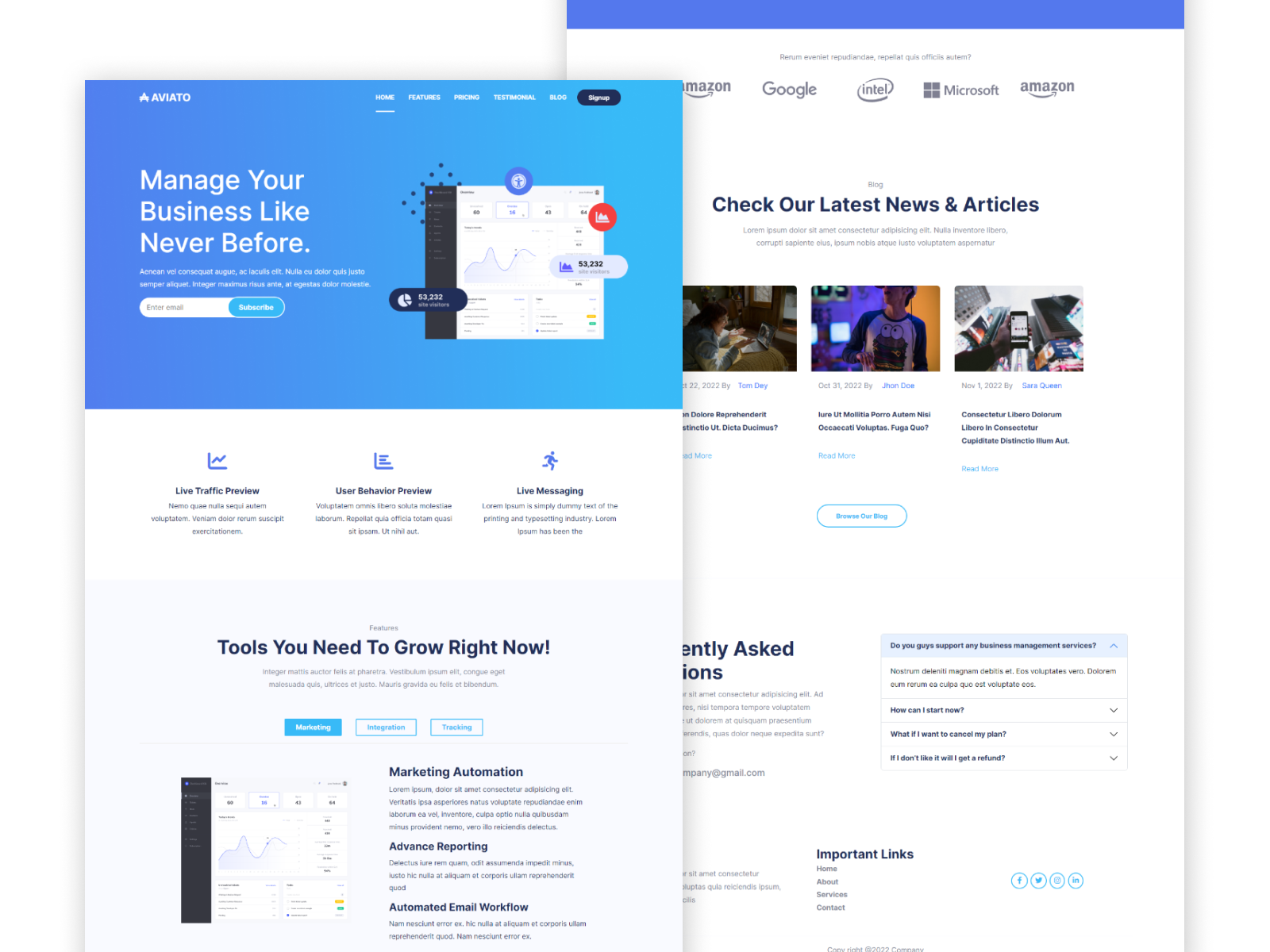 Aviato--SaaS landing page by Amrin on Dribbble