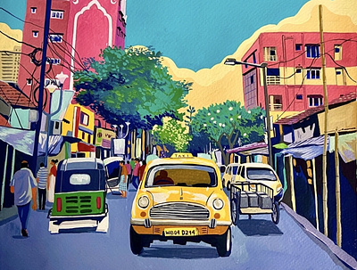 Kolkata gouache painting comissionedart design gouache illo illustrated illustration illustrationoftheday