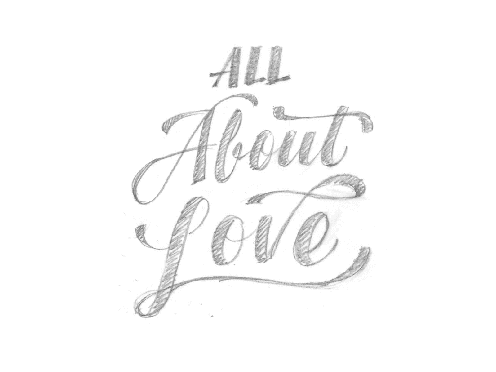 All About Love - Book Cover Lettering analogue animation book cover cursive digital illustration lettering script typography vector