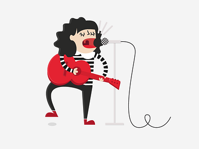 Emmi Manteau character guitar illustration microphone red singer woman