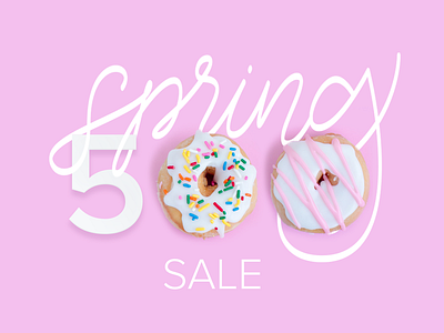 Spring Sale clearance cursive doughnuts font lettering pink product sale sale banner script spring clean sweet