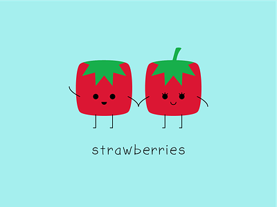 Strawberry Cubes food fruit illustration strawberries strawberry