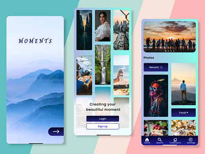 MOMENTS app appdesign design figma gallery graphic design moments photo ui userinterface ux