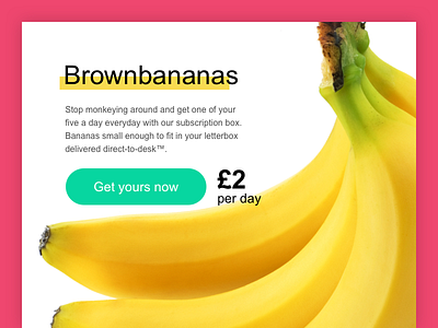 Brownbananas landing page 003 banana dailyui delivery fruit funny green join landing page subscription subscription box yellow