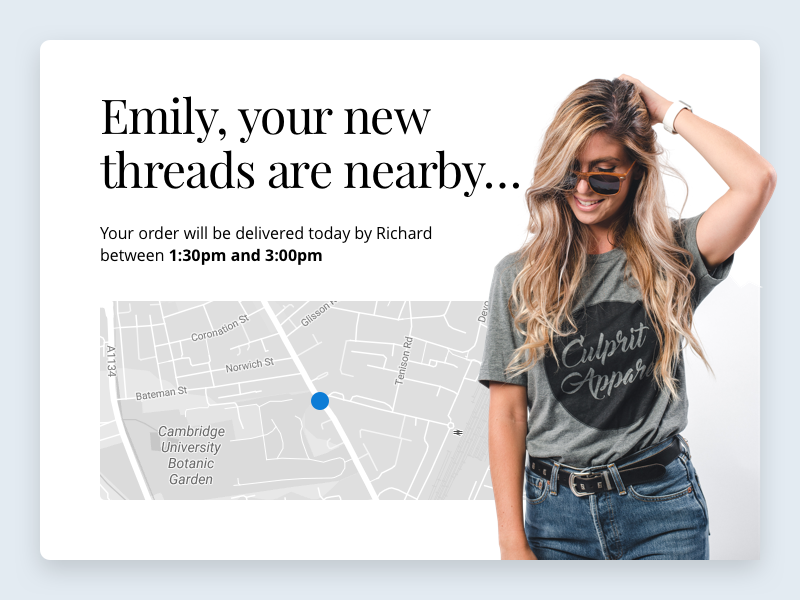 Clothing order location tracker by Charlie Gordon on Dribbble
