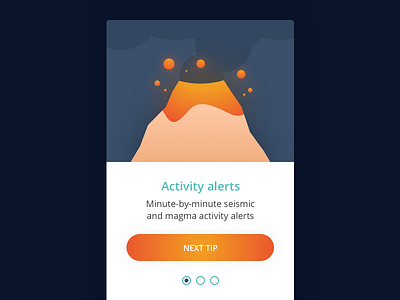 Volcano app onboarding 🌋 023 activity dailyui flow lava magma seismic volcano