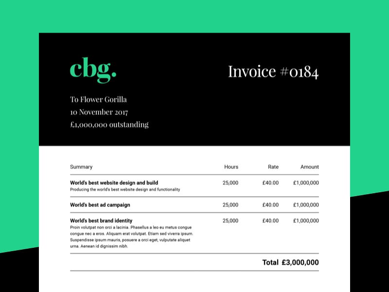 Invoice 046 animation bank brand dailyui design freelance green invoice payment video work