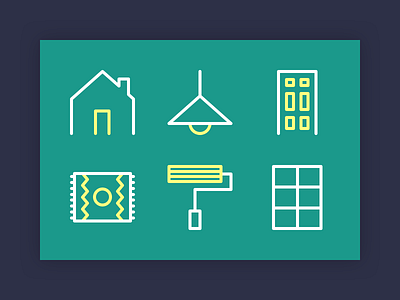 Home icons 055 dailyui decorating door home house lamp light painting roller rug window