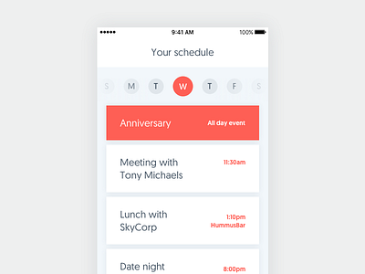 Personal schedule app 071 blue calendar dailyui orange organisation productivity schedule