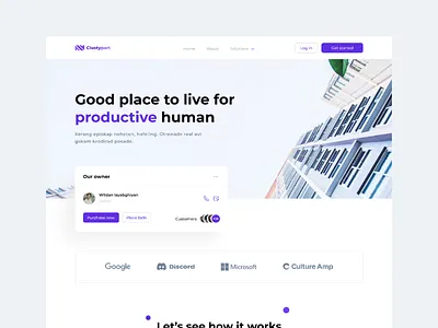 Clustypart - Hero section landing page apartement booking hero section landingpage minimalist typography ui uidesign uiux ux web webapp webdesign website website design websitedesign