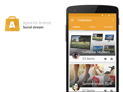 Agora For Android: Social Stream (~2014) android app interface material design ui