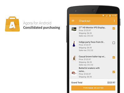 Agora For Android: Consolidated Purchasing (~2014) android material design