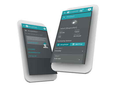 divvyDOSE App: Market app cross platform interface material design ui web app