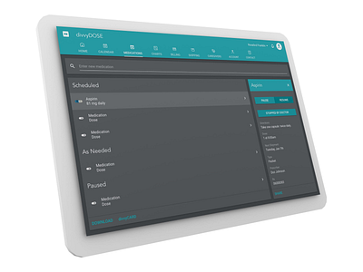 divvyDOSE App: Medication list app cross platform interface material design ui web app
