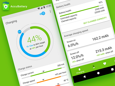 AccuBattery: Charging android app interface material design ui