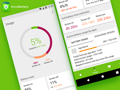 AccuBattery: Usage android app interface material design ui