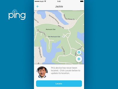 Ping App: Device Location app interface ios mobile ui