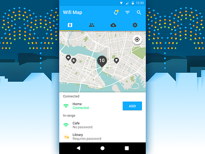 Wifi Map Redesign: Map android app interface material design ui