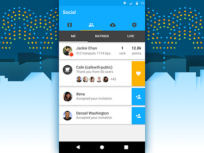 Wifi Map Redesign: Social - Me android app interface material design ui