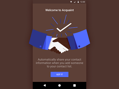 Acquaint App: Welcome Screen android app business contact material design mobile networking