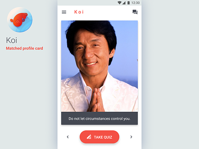 Koi: Profile Card android app dating interface jackie chan material design minimal ui